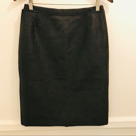 Carolina Herrera Paisley Embossed Pencil Skirt 4 black - Picture 1 of 9